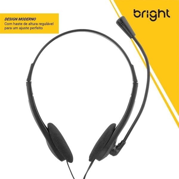 Headset com fio Office 10, Conexão P2, Preto, 0010, Bright - BT 1 UN