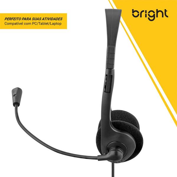 Headset com fio Office 10, Conexão P2, Preto, 0010, Bright - BT 1 UN