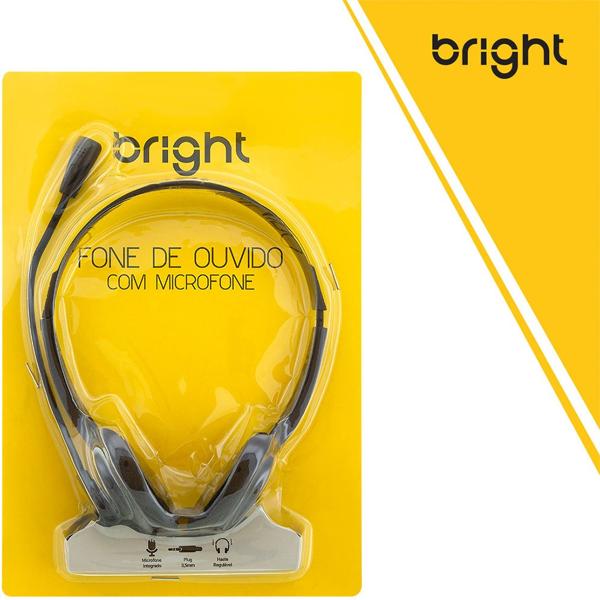 Headset com fio Office 10, Conexão P2, Preto, 0010, Bright - BT 1 UN