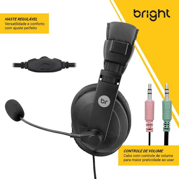 Headset com fio Vulcão, Conexão P2, 0507, Bright - CX 1 UN