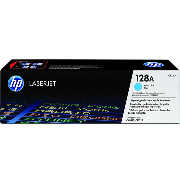 Toner HP 128A Cian Laserjet Original (CE321AB) Para CM1415fn, CM1415fnw, CP1525nw CX 1 UN