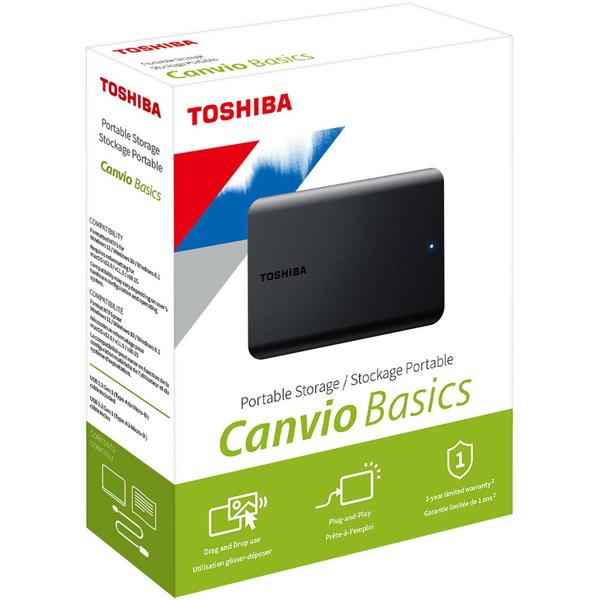 HD externo 1TB USB portátil canvio Basics, Preto, HDTB510XK3, Toshiba - CX 1 UN