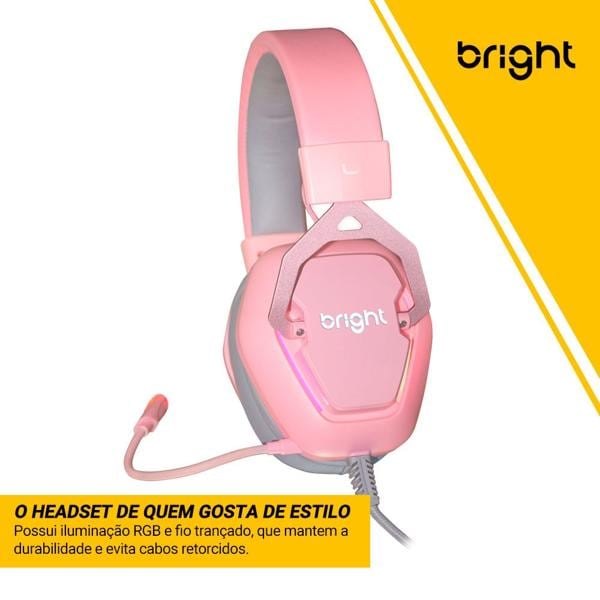 Headset Gamer Foxy Rosa, 7.1, USB, com microfone, GHP011, Bright - BT 1 UN