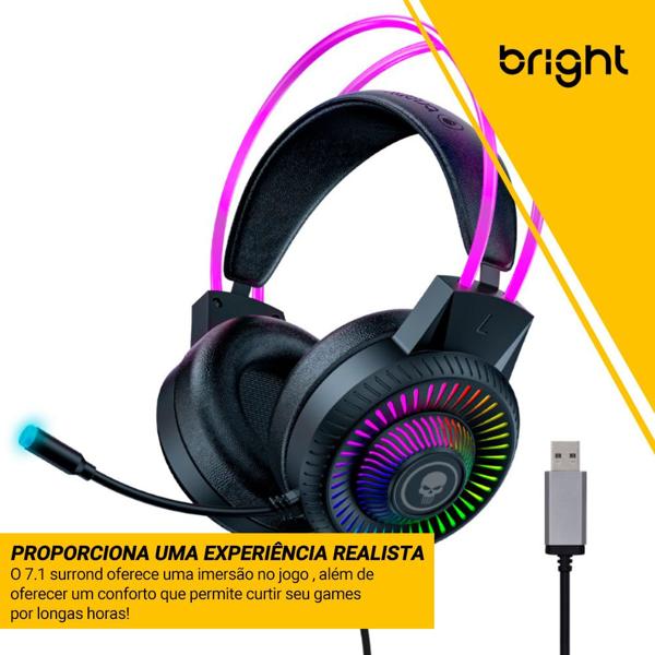 Headset gamer Flame, 7.1, USB, GHP010, Bright - BT 1 UN