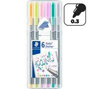 Caneta hidrográfica 6 cores pastel 0,3mm Staedtler - 334 SB6CS103 BT 1 UN