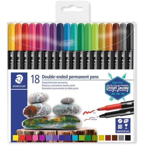 Caneta permanente 18 cores DUO 0,5mm e 3,0mm Staedtler - 3187 TB18 BT 1 UN