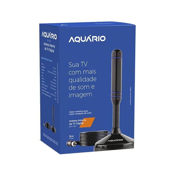 Antena Digital interna UHF / HDTV / VHF / FM, 5m, DTV-150, Aquario - CX 1 UN