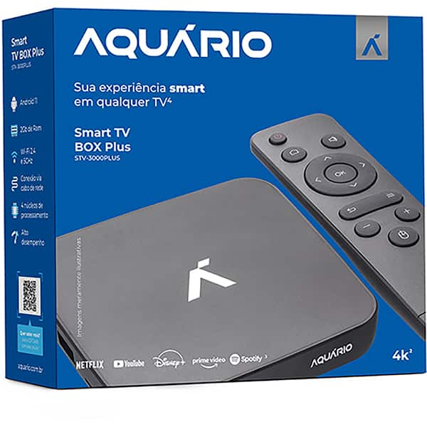 Smart Box 4K STV 3000 Plus, Bivolt, Aquário - CX 1 UN