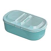 Pote plástico com divisória, duas tampas, Verde, 317.012.522, Nitronplast - PT 1 UN Pote plástico com divisória, duas tampas, Verde, 317.012.522, Nitronplast - PT 1 UN