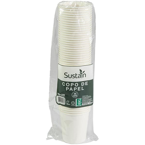 Copo de papel descartável 180 ml 3301 Talge PT 50 UN