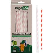 Canudo de papel, Vermelho com Branco, 3000, Talge - CX 100 UN Canudo de papel, Vermelho com Branco, 3000, Talge - CX 100 UN