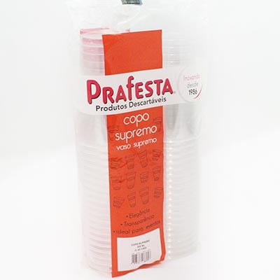 Copo plástico descartável 300ml Supremo cristal 8605 Prafesta PT 40 UN