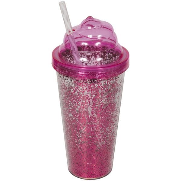 Copo cupcake com glitter, Rosa, 550ml, 0COP18-01, São Bernardo - PT 1 UN