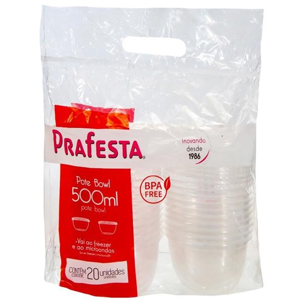 Pote Bowl com sobretampa, 500ml, 8494, Prafesta - PT 20 UN