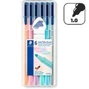 Caneta hidrográfica 6 cores pastel 1,0mm Staedtler - 323 SB6 PA BT 1 KT