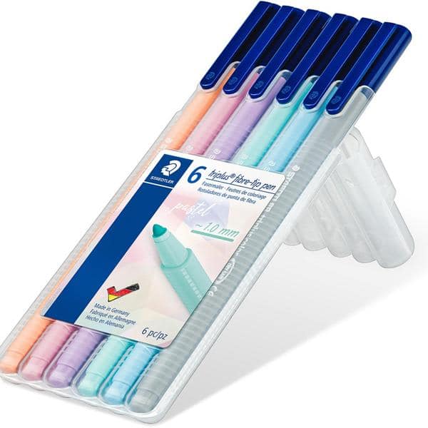 Caneta hidrográfica 6 cores pastel 1,0mm Staedtler - 323 SB6 PA BT 1 KT