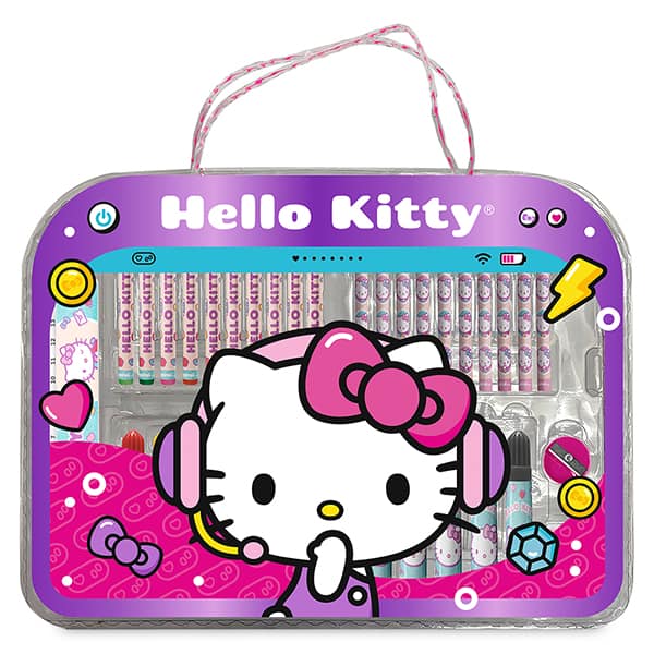 Maleta para colorir Hello Kitty com 36 itens, Spiral Kids - CX 36 UN Maleta para colorir Hello Kitty com 36 itens, Spiral Kids - CX 36 UN