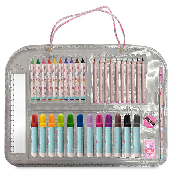 Maleta para colorir Hello Kitty com 36 itens, Spiral Kids - CX 36 UN Maleta para colorir Hello Kitty com 36 itens, Spiral Kids - CX 36 UN