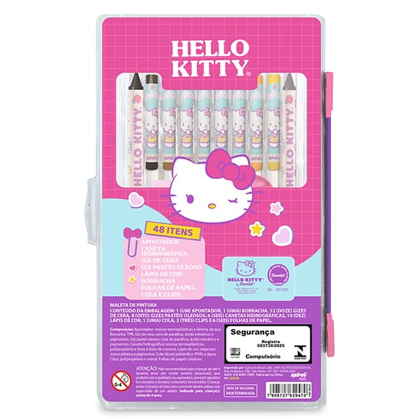 Maleta para colorir Hello Kitty com 48 itens, Spiral Kids - CX 48 UN Maleta para colorir Hello Kitty com 48 itens, Spiral Kids - CX 48 UN