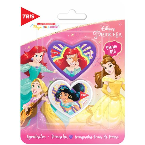 Apontador com Depósito e Borracha Disney Princesas, Tris - BT 2 UN