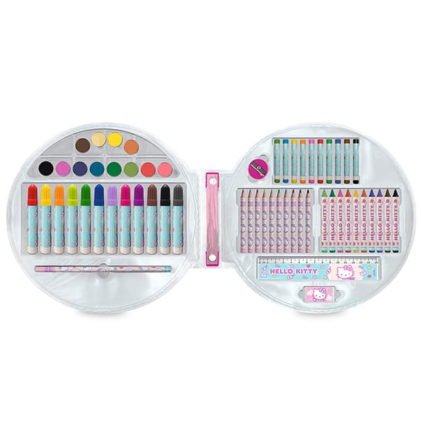 Maleta para colorir Hello Kitty com 59 itens, Spiral Kids - CX 59 UN Maleta para colorir Hello Kitty com 59 itens, Spiral Kids - CX 59 UN