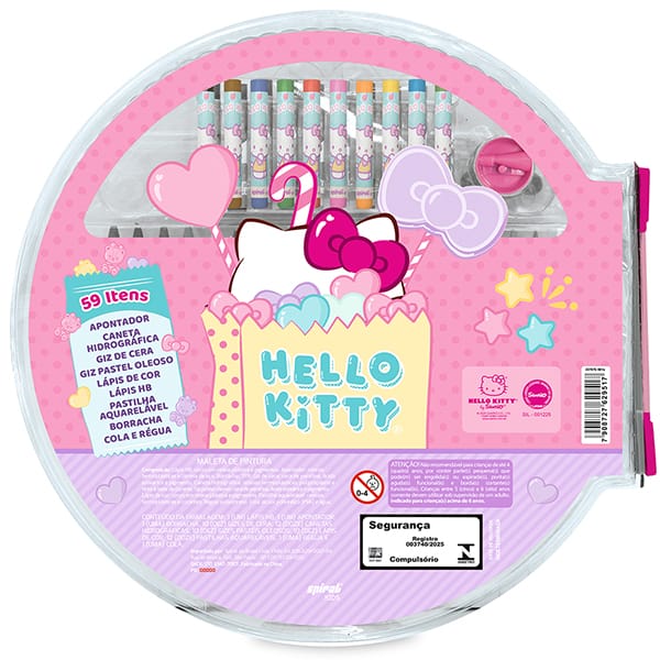 Maleta para colorir Hello Kitty com 59 itens, Spiral Kids - CX 59 UN Maleta para colorir Hello Kitty com 59 itens, Spiral Kids - CX 59 UN