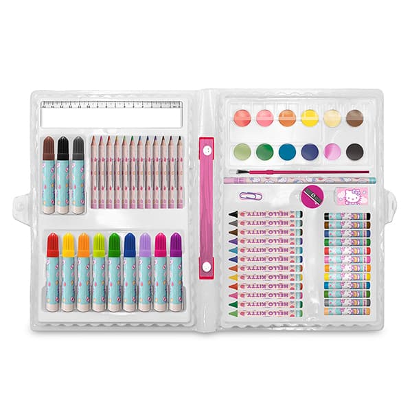 Maleta para colorir Hello Kitty com 68 itens, Spiral Kids - CX 68 UN Maleta para colorir Hello Kitty com 68 itens, Spiral Kids - CX 68 UN