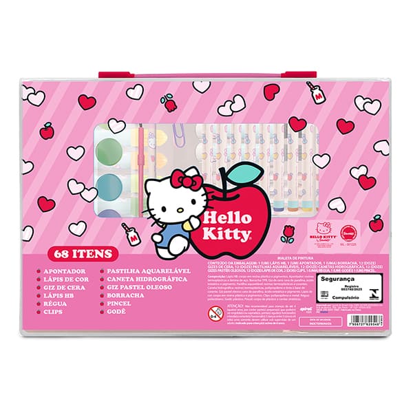 Maleta para colorir Hello Kitty com 68 itens, Spiral Kids - CX 68 UN Maleta para colorir Hello Kitty com 68 itens, Spiral Kids - CX 68 UN