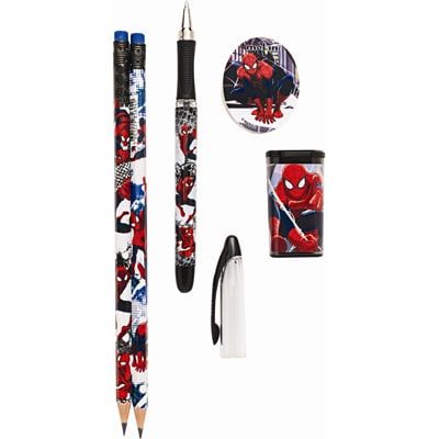 Conjunto Escrita Escolar Homem Aranha Spiderman Marvel com 5 itens Molin BT 5 UN