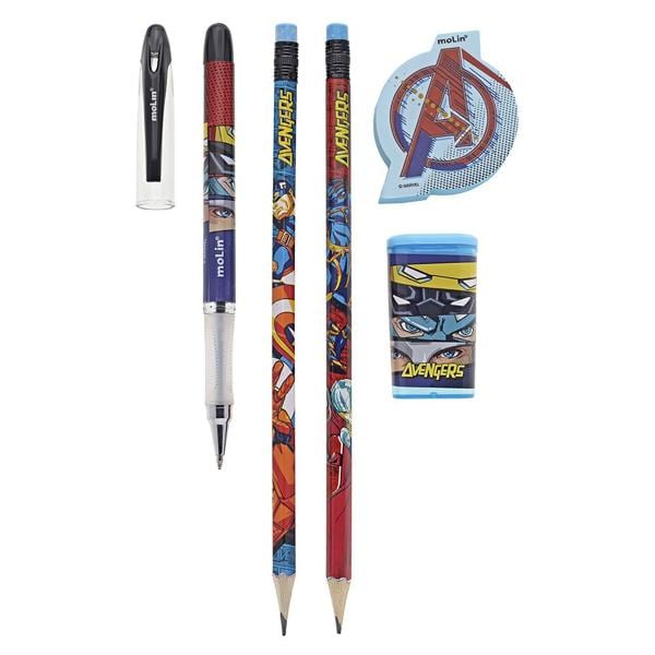 Conjunto escrita Avengers c/5 itens sortido 22230 Molin BT 5 UN