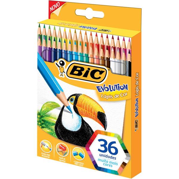 Kit Escolar Poder das Cores com Lápis de Cor, Giz de Cera, Canetinhas Hidrográficas e Lápis Preto, 971228, BIC - CX 62 UN