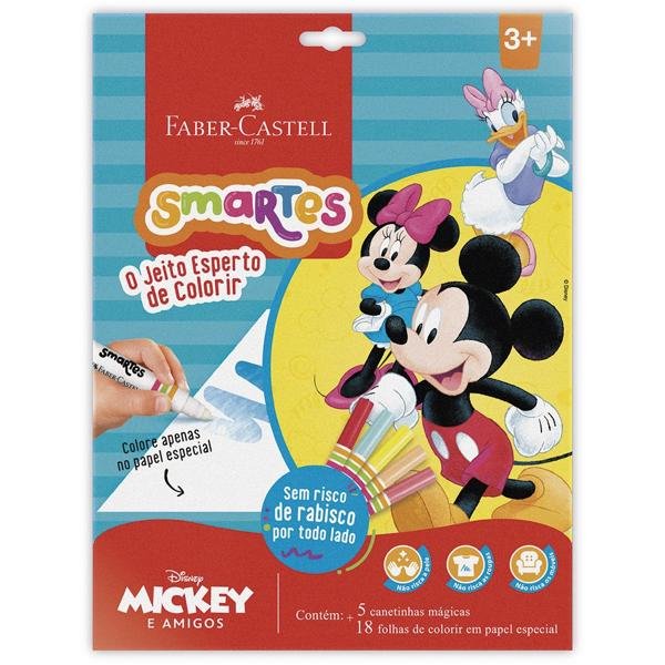 Kit De Colorir Smartes Disney Mickey Com Canetinhas Mágicas, Faber-Castell - PT 1 UN