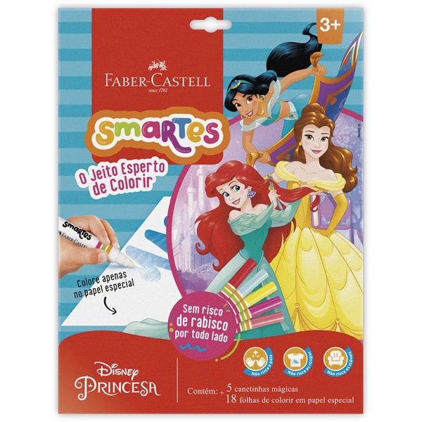 Kit De Colorir Smartes Disney Princesas Com Canetinhas Mágicas, Faber-Castell - PT 1 UN