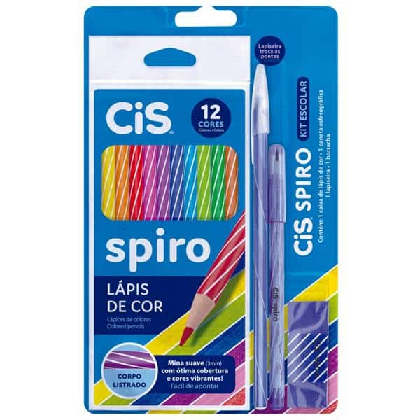 Kit escolar Spiro Azul, com 4 itens, 46.3724, Cis - ET 4 UN