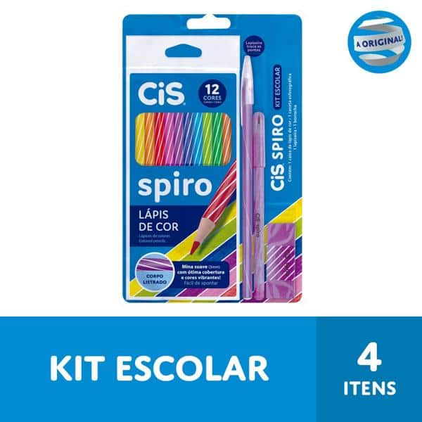 Kit escolar Spiro Rosa, com 4 itens, 46.3725, Cis - ET 4 UN