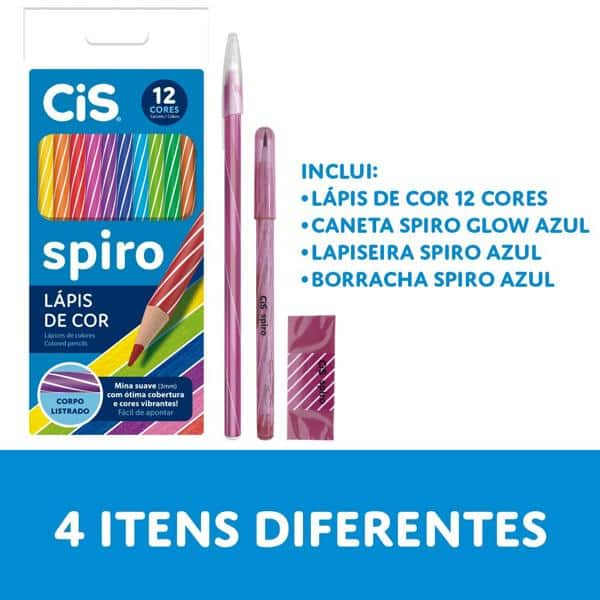 Kit escolar Spiro Rosa, com 4 itens, 46.3725, Cis - ET 4 UN