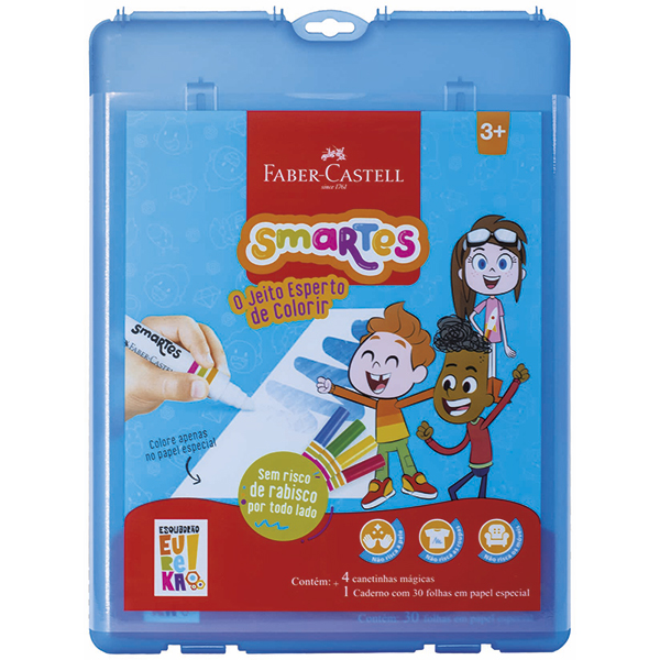Kit de Colorir com Papel e Canetinhas, Estojo Prancheta Smartes Eureka, Faber-Castell - PT 1 UN Kit de Colorir com Papel e Canetinhas, Estojo Prancheta Smartes Eureka, Faber-Castell - PT 1 UN