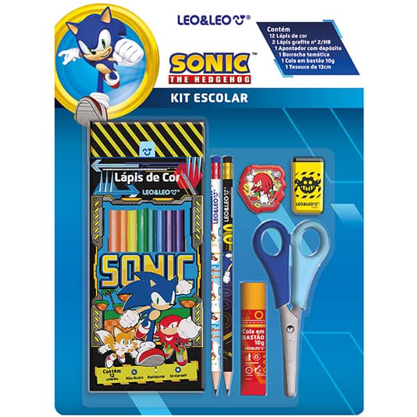 Kit Escolar Sonic com 18 itens, 10150, Leonora - KT 1 UN