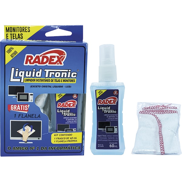 Limpador de telas 60ml Liquid Tronic + flanela Radex CX 1 UN