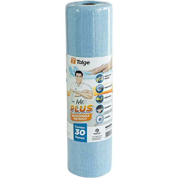Pano multiuso de microfibra em rolo, Mr. Plus, 30 cm x 30 cm, Talge - RL 30 UN Pano multiuso de microfibra em rolo, Mr. Plus, 30 cm x 30 cm, Talge - RL 30 UN