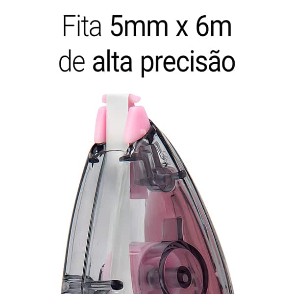 Corretivo em fita 5mm x 6m, Rosa Pastel, B831, Oval - BT 1 UN