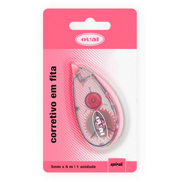 Corretivo em fita 5mm x 6m, Rosa Pastel, B831, Oval - BT 1 UN