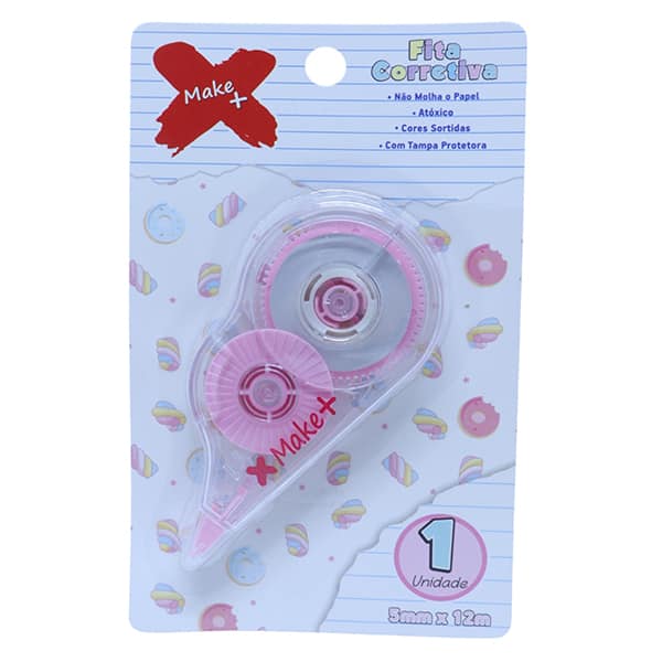 Corretivo em fita Candy, 5mm x 12m, Sortido, 1620, Make+ - BT 1 UN