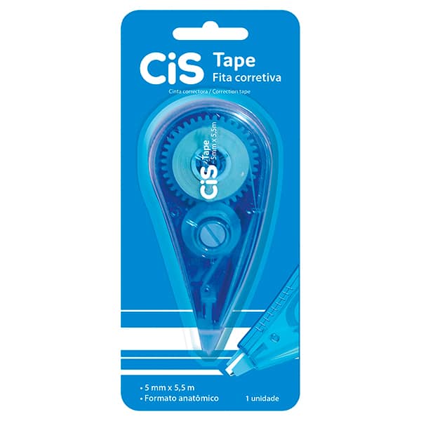 Corretivo em fita 5mm x 5,5m, Cis Tape, Azul, Cis - BT 1 UN