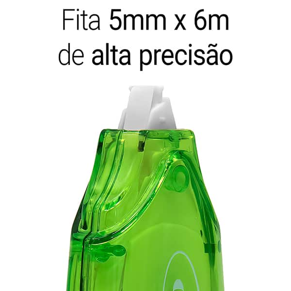 Corretivo em fita, 5mm x 6m, Verde, Oval - BT 1 UN
