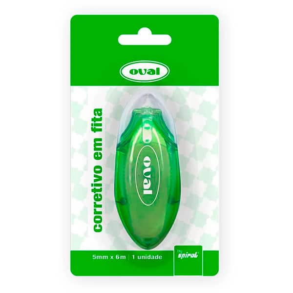 Corretivo em fita, 5mm x 6m, Verde, Oval - BT 1 UN