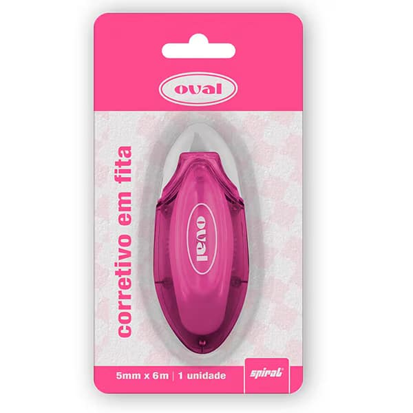 Corretivo em fita 5mm x 6m, Pink, 727, Oval - BT 1 UN