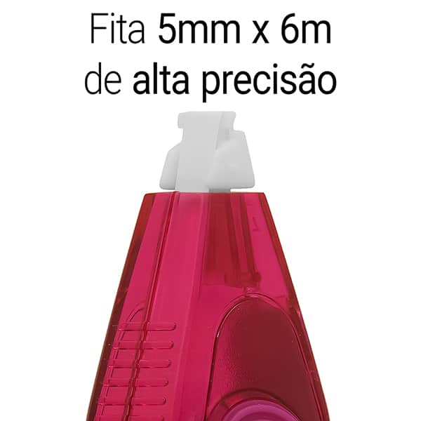 Corretivo em fita, 5mmx6m, Pink, Oval - BT 1 UN