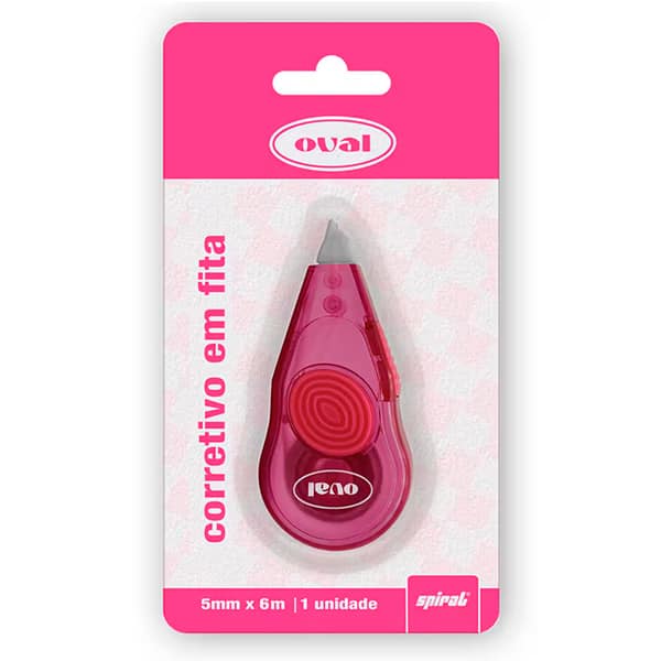 Corretivo em fita, 5mmx6m, Pink, Oval - BT 1 UN
