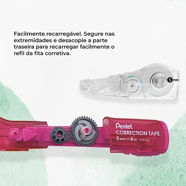 Refil para fita corretiva, 5mmx6m, SM/ZTPR5-W, Pentel - BT 1 UN